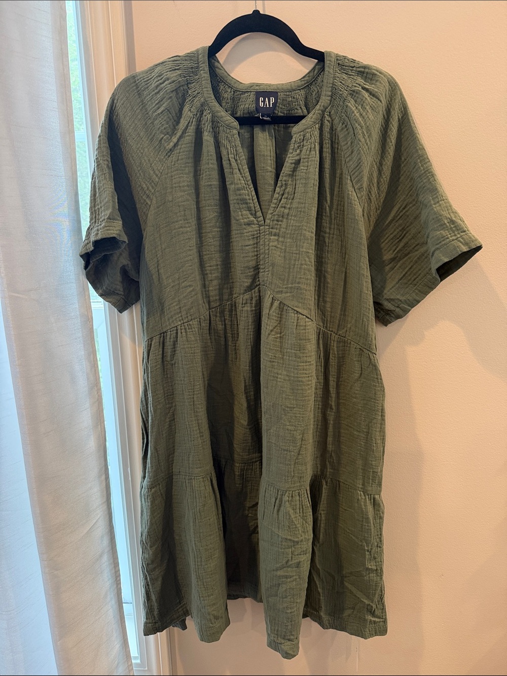 Gauze gap woman’s dress green Dress with pockets